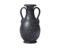 A Wedgwood Black Basalt Twin Handled Vase