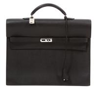 An Hermes Black Epsom Kelly Depeche 34 Briefcase, 13.5" x 9.75" x 4"; Handle drop: 2".