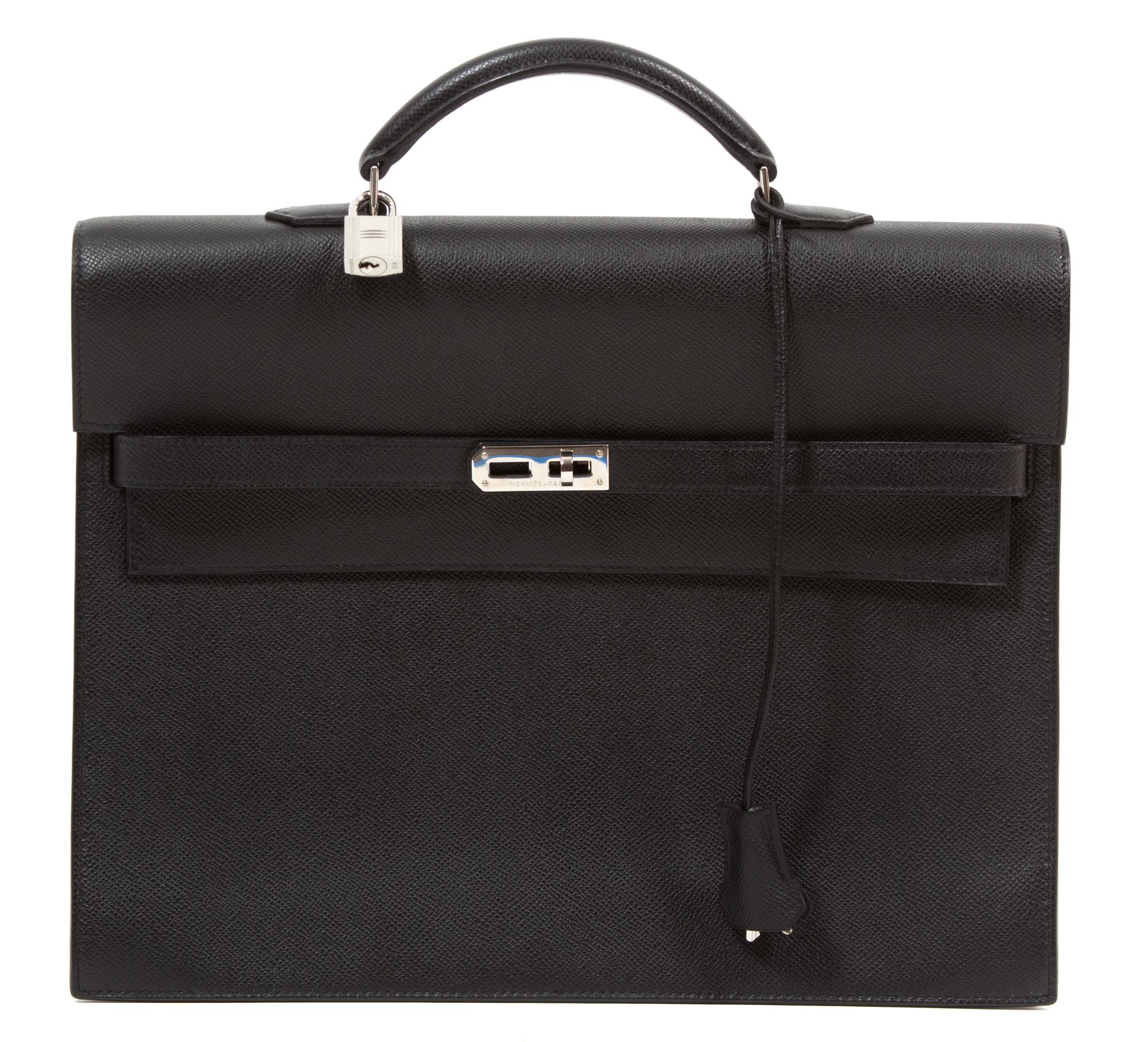 An Hermes Black Epsom Kelly Depeche 34 Briefcase, 13.5" x 9.75" x 4"; Handle drop: 2".