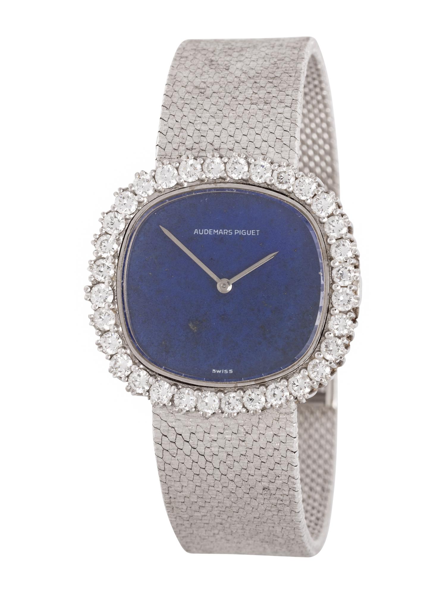 AUDEMARS PIGUET, 18K WHITE GOLD, DIAMOND AND LAPIS LAZULI WATCH