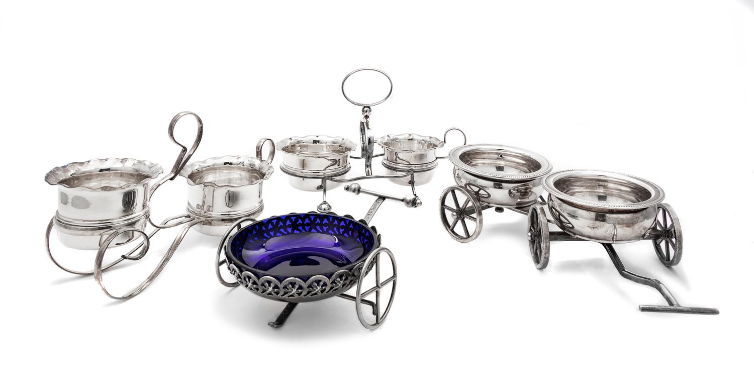 A Pair of Silver-Plate Creamer and Sugar Trollies