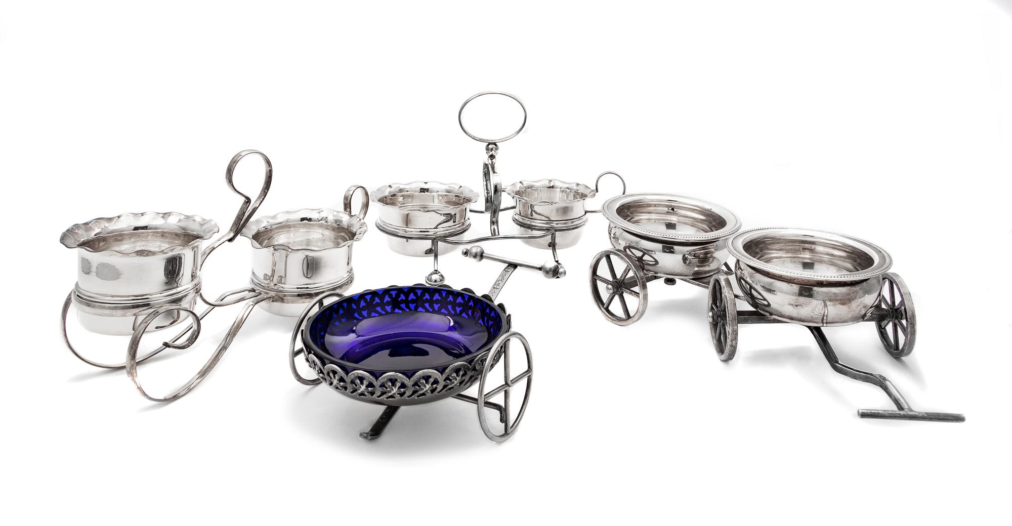 A Pair of Silver-Plate Creamer and Sugar Trollies