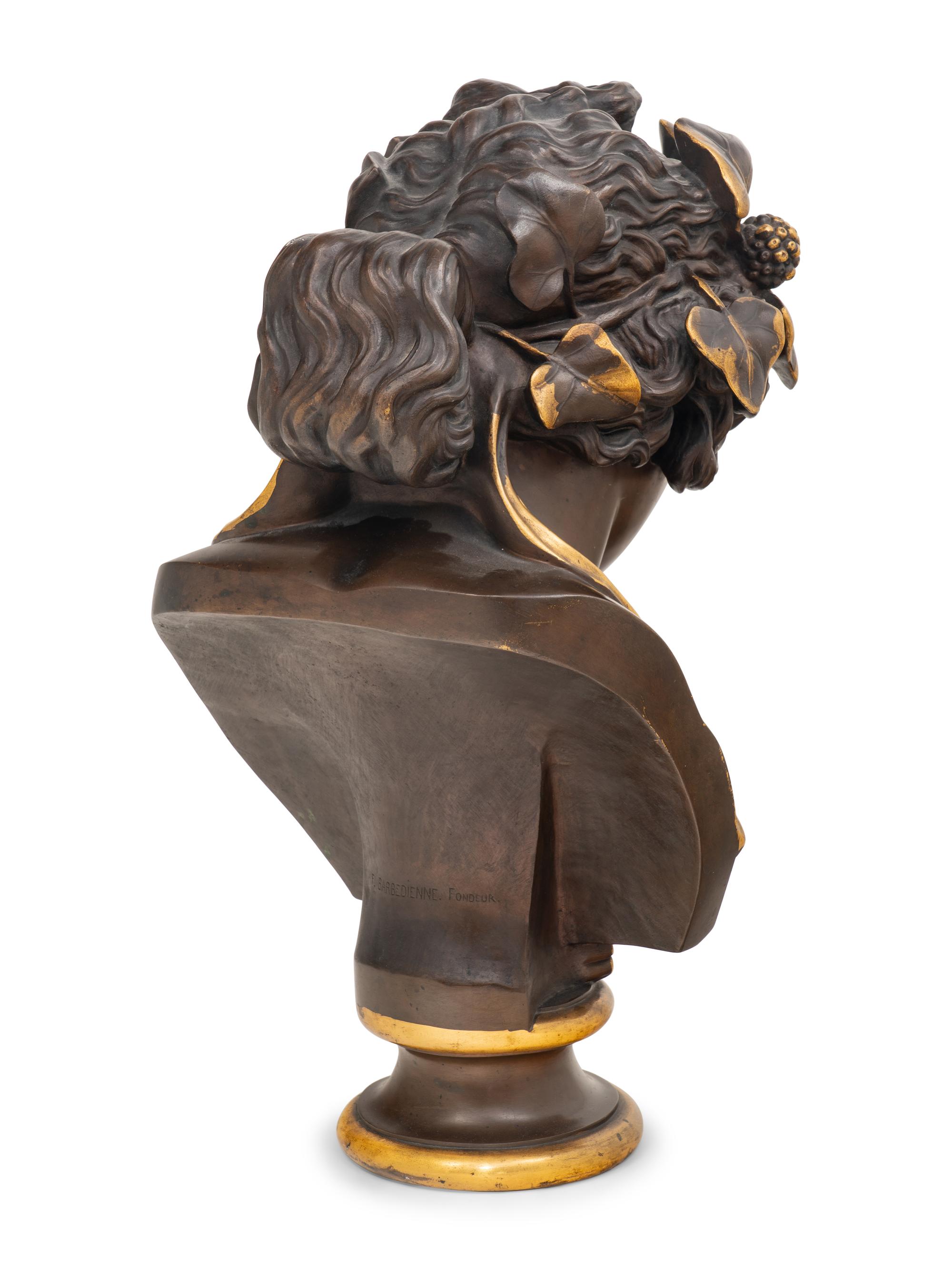 A Bronze and Parcel Gilt Bust of Antinous as Dionysus