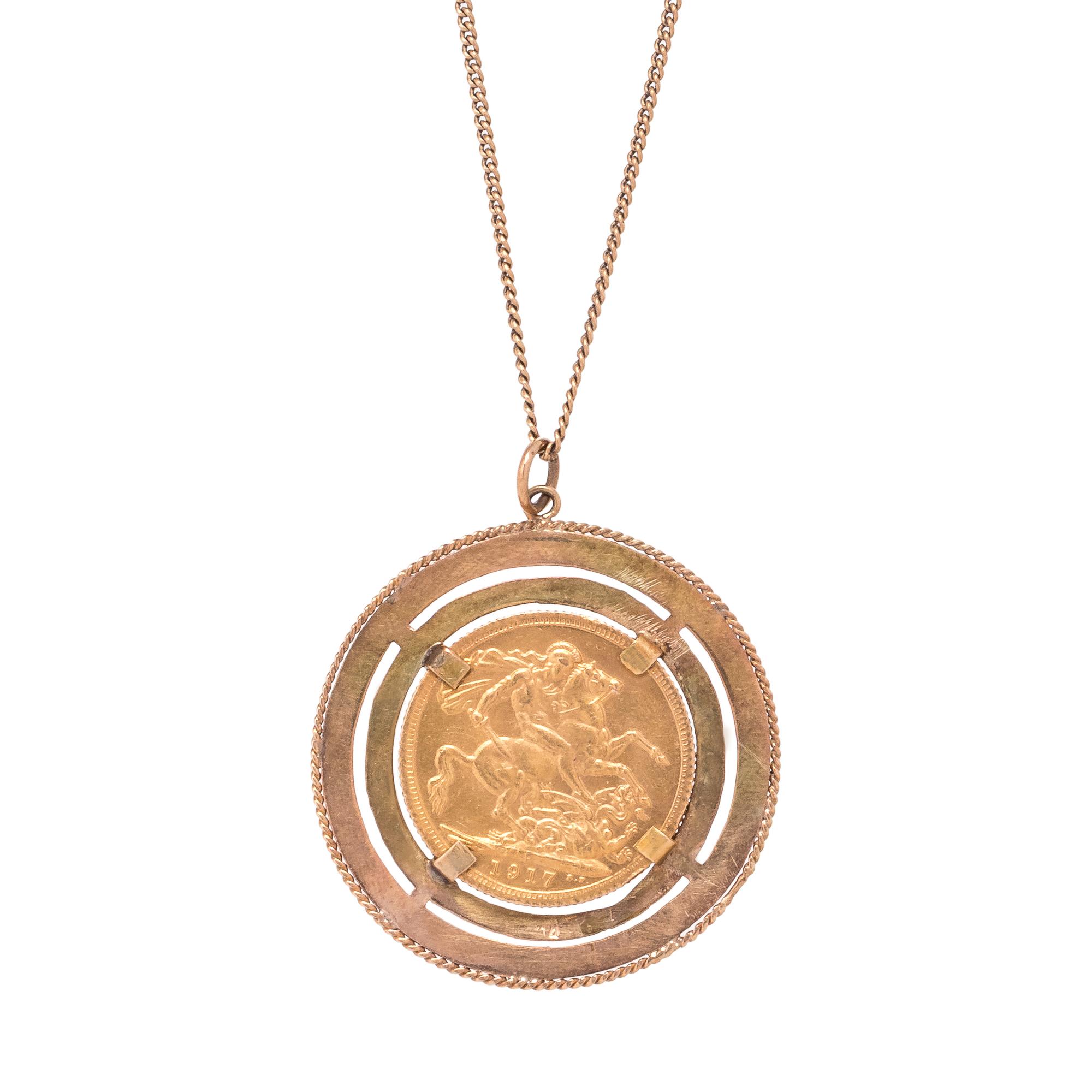 YELLOW GOLD AND COIN PENDANT/NECKLACE
