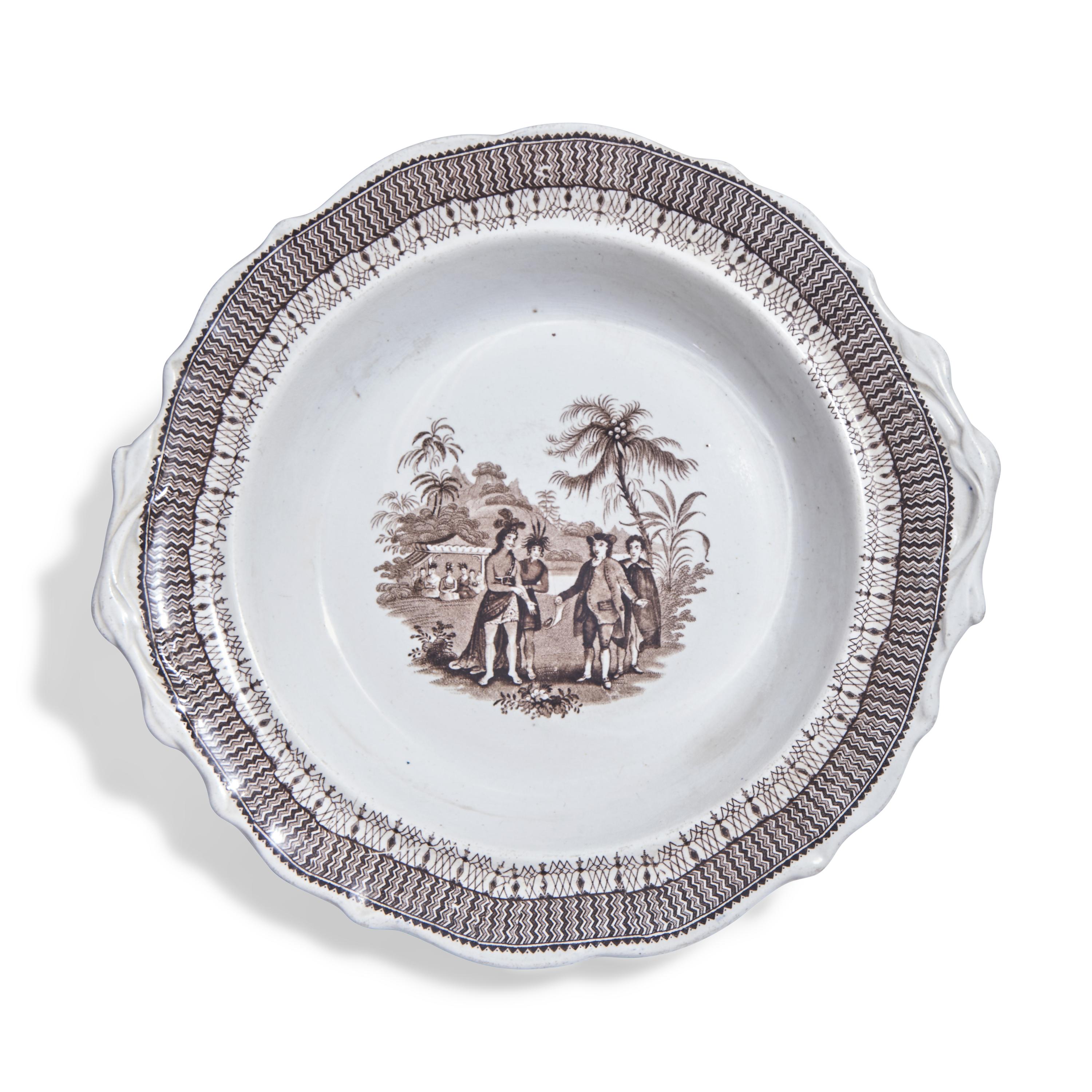 A Large Group of Staffordshire Historical Transferware Tablewares in Penn's Treaty Pattern
