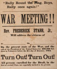 [CIVIL WAR]. "Rally Round the Flag, Boys, Rally once again!" War Meeting!! N.p., January 1864.