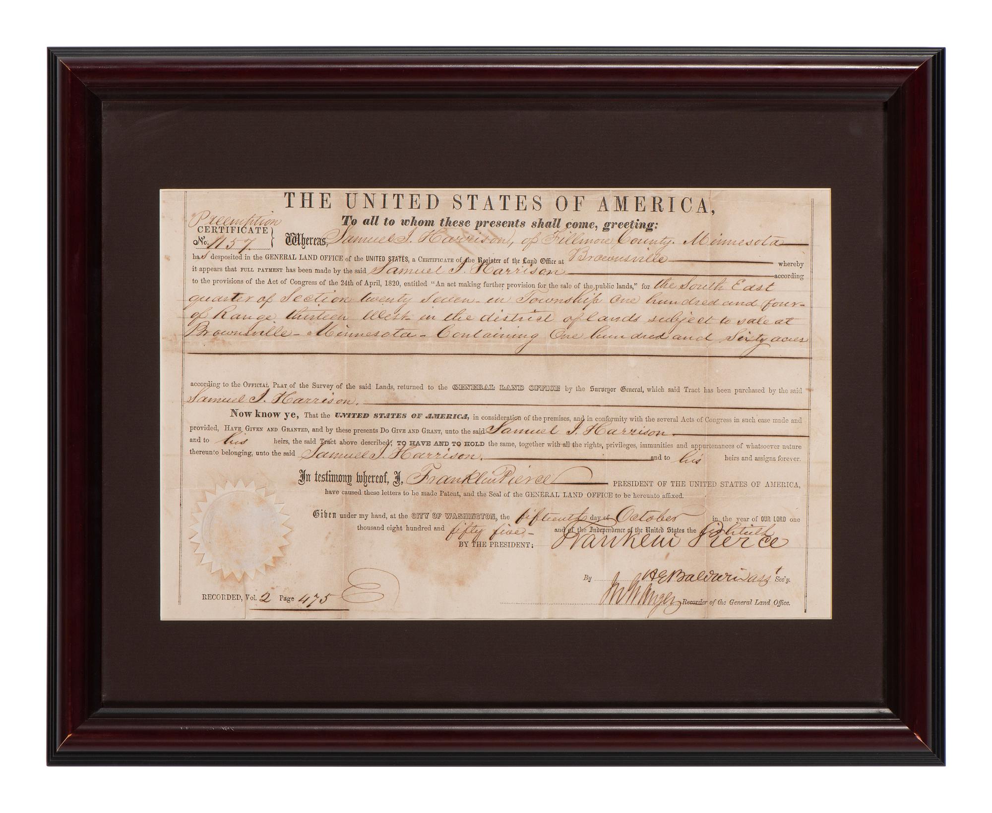 [POLK, James K. (1795-1849) -- PIERCE, Franklin (1804-1869) -- VAN BUREN, Martin (1782-1862).]