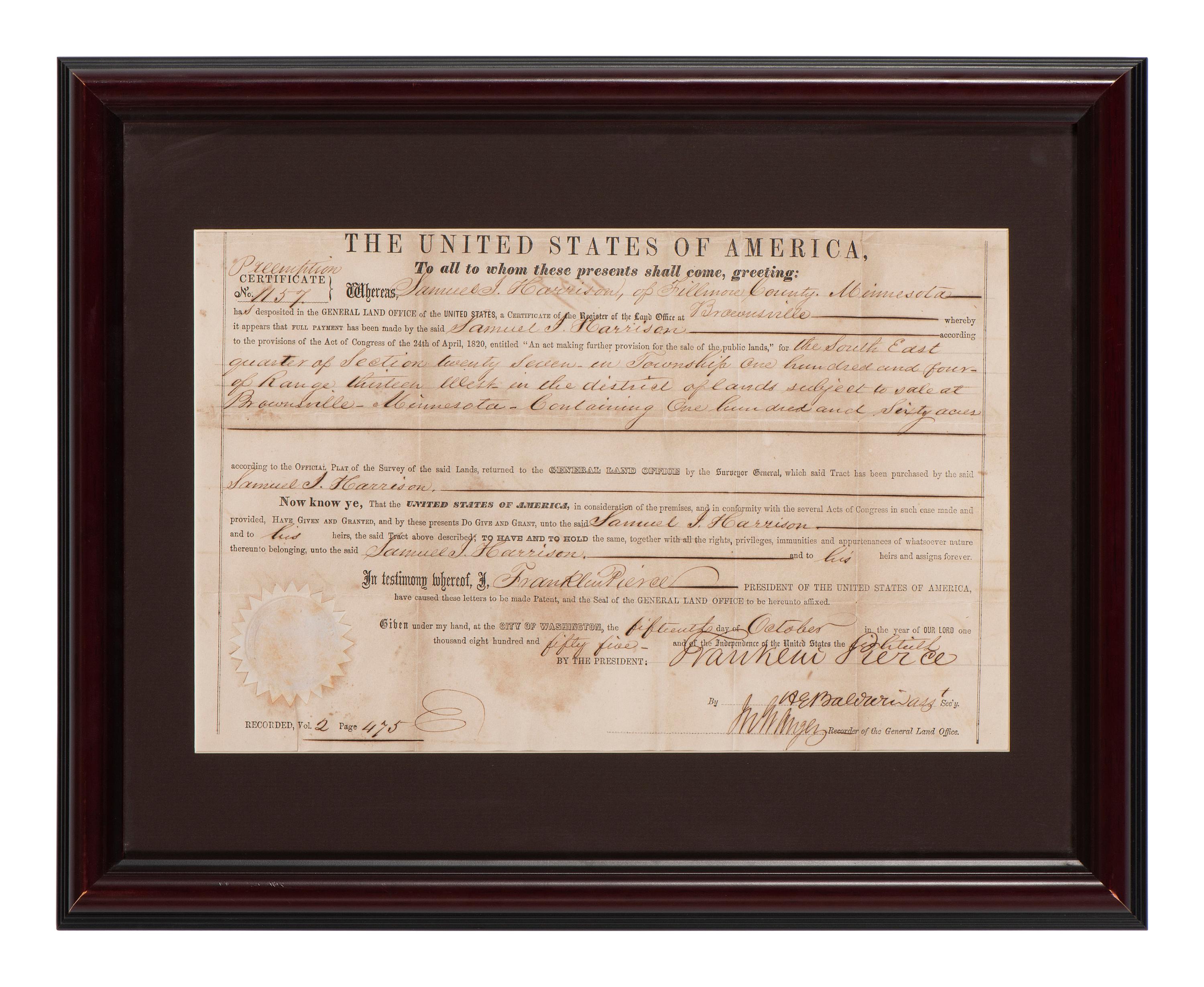 [POLK, James K. (1795-1849) -- PIERCE, Franklin (1804-1869) -- VAN BUREN, Martin (1782-1862).]