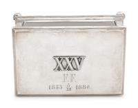 A Russian Silver and Glass-Inset Presentation Table-Top Cigarette Box