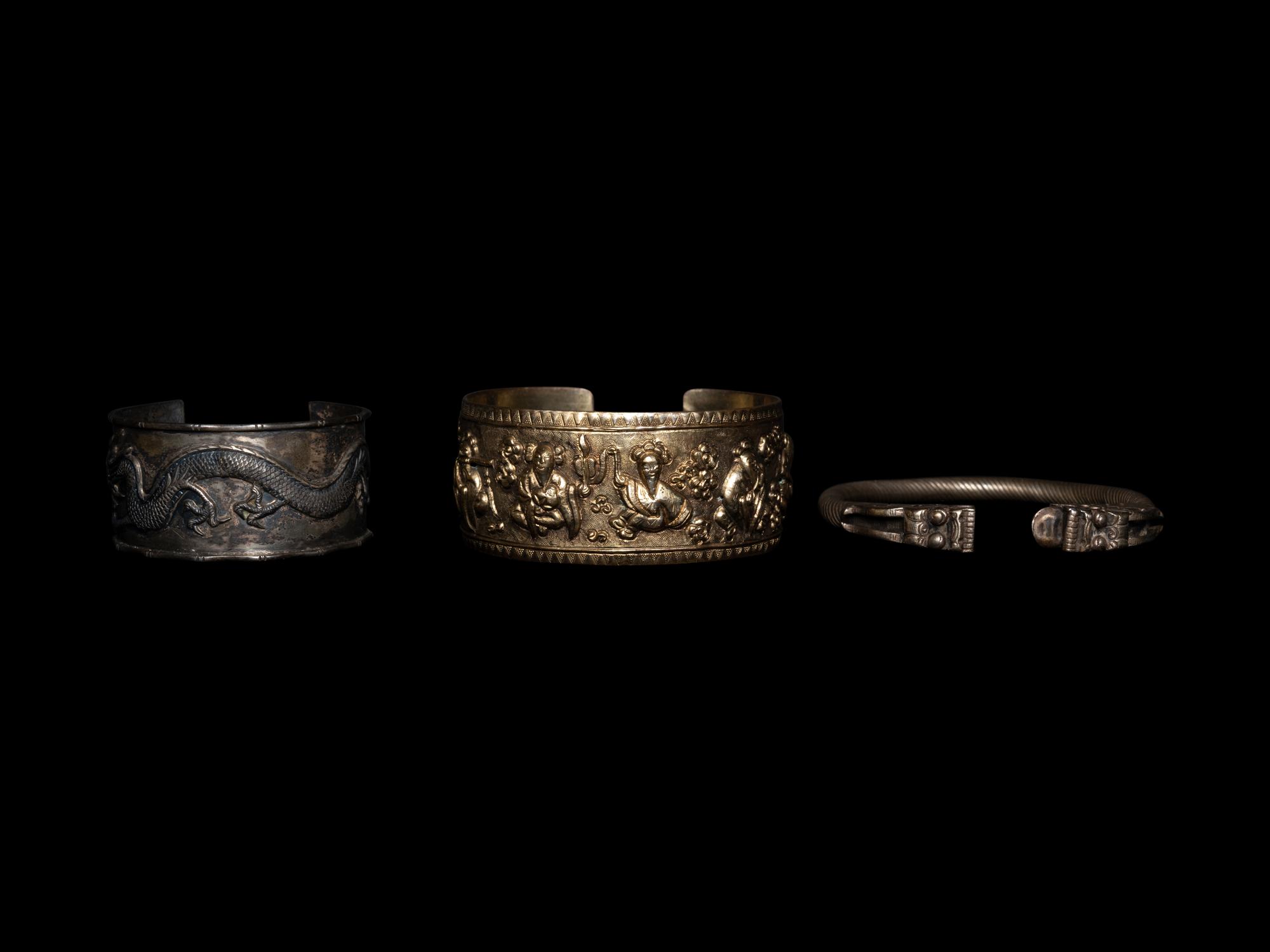 Three Chinese Metal Bracelets