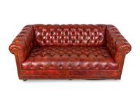 A Chesterfield Style Faux Leather and Brass Studded Sofa and Settee — 20TH CENTURY