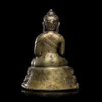 A Tibetan Copper Alloy Figure of Buddha Shakyamuni, 14th/15th Century 十四/十五世紀 西藏銅坐佛