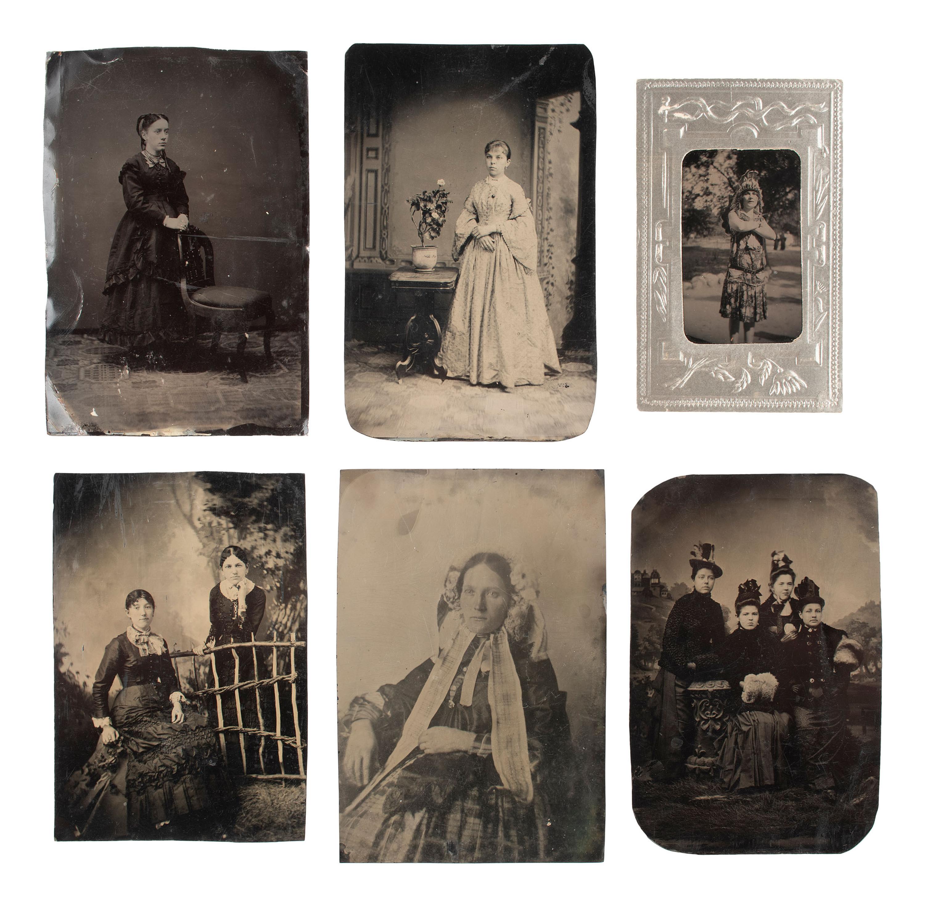 [EARLY PHOTOGRAPHY]. 37 tintypes of women of varying ages, incl. studious and religious subjects.