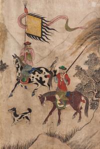 A Pair of Royal Korean Yi Dynasty Hunting Scenes 25 x 17 inches. — CIRCA 1760