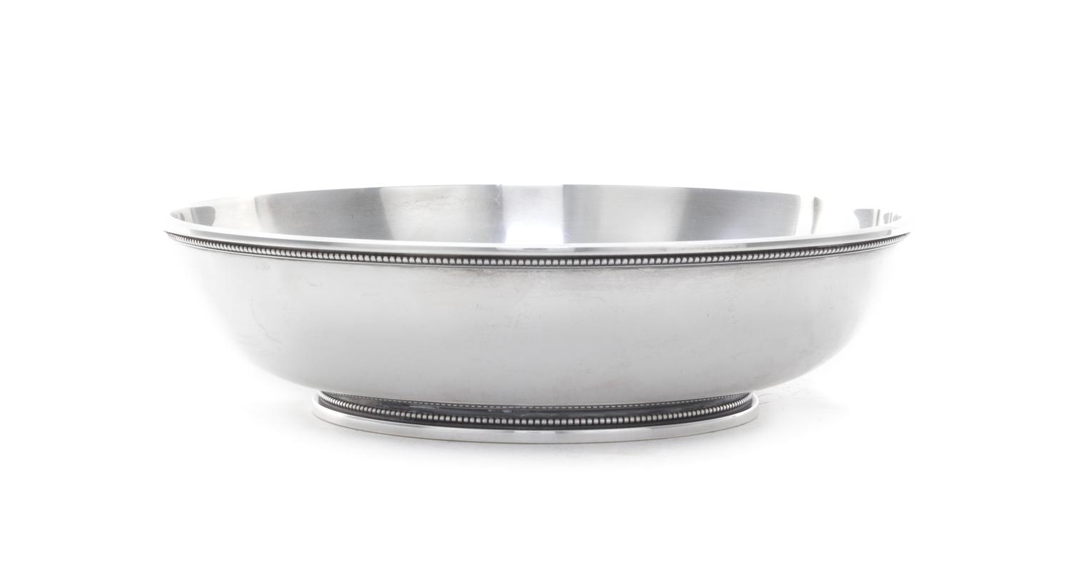 A Swedish Silver Bowl, Borgila, Vastervik, 1965, of shallow, circular form with beaded borders, raised on a conforming short foot.