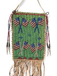 Sioux Beaded Hide Bag, with American Flags