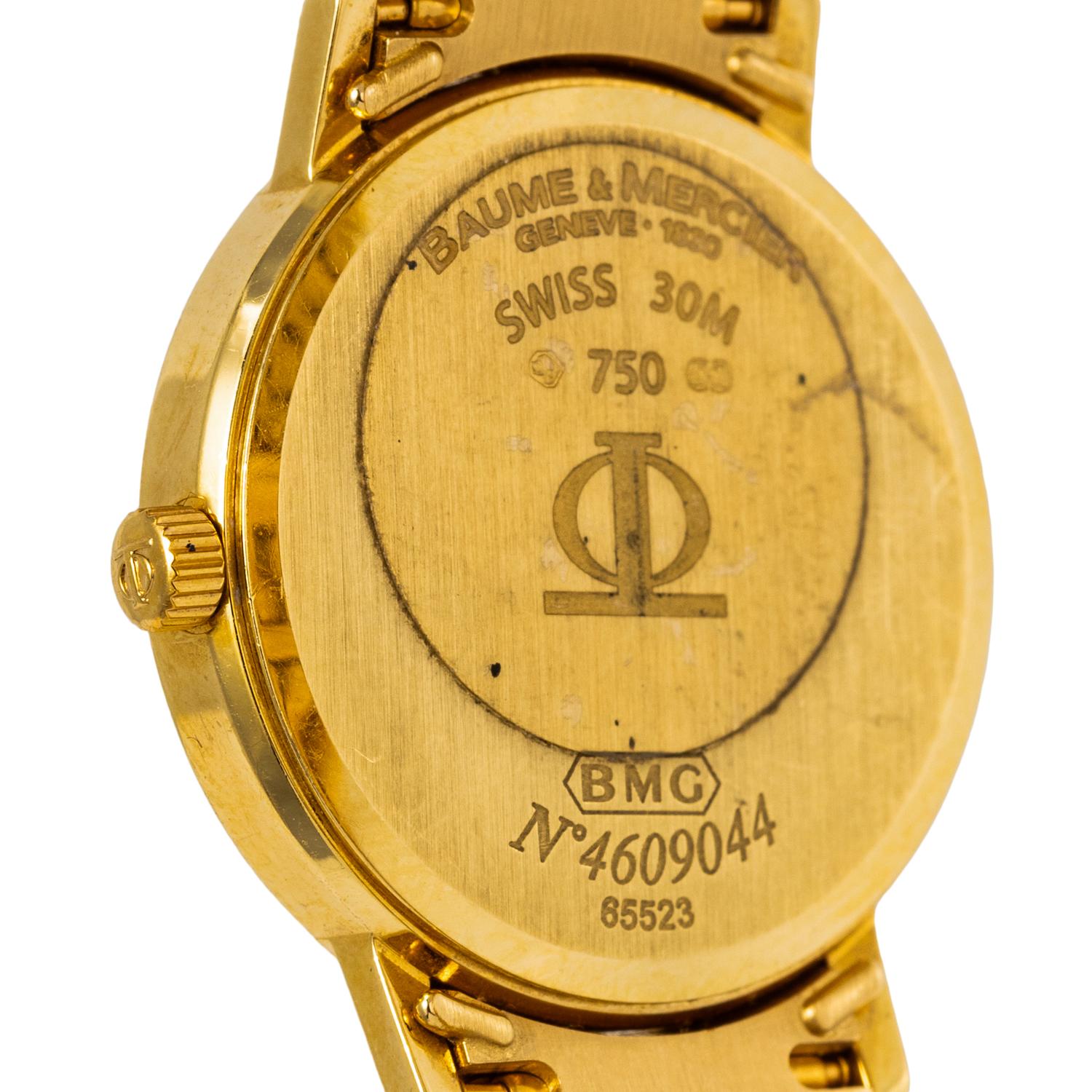 BAUME & MERCIER, YELLOW GOLD, MOTHER-OF-PEARL AND DIAMOND WATCH