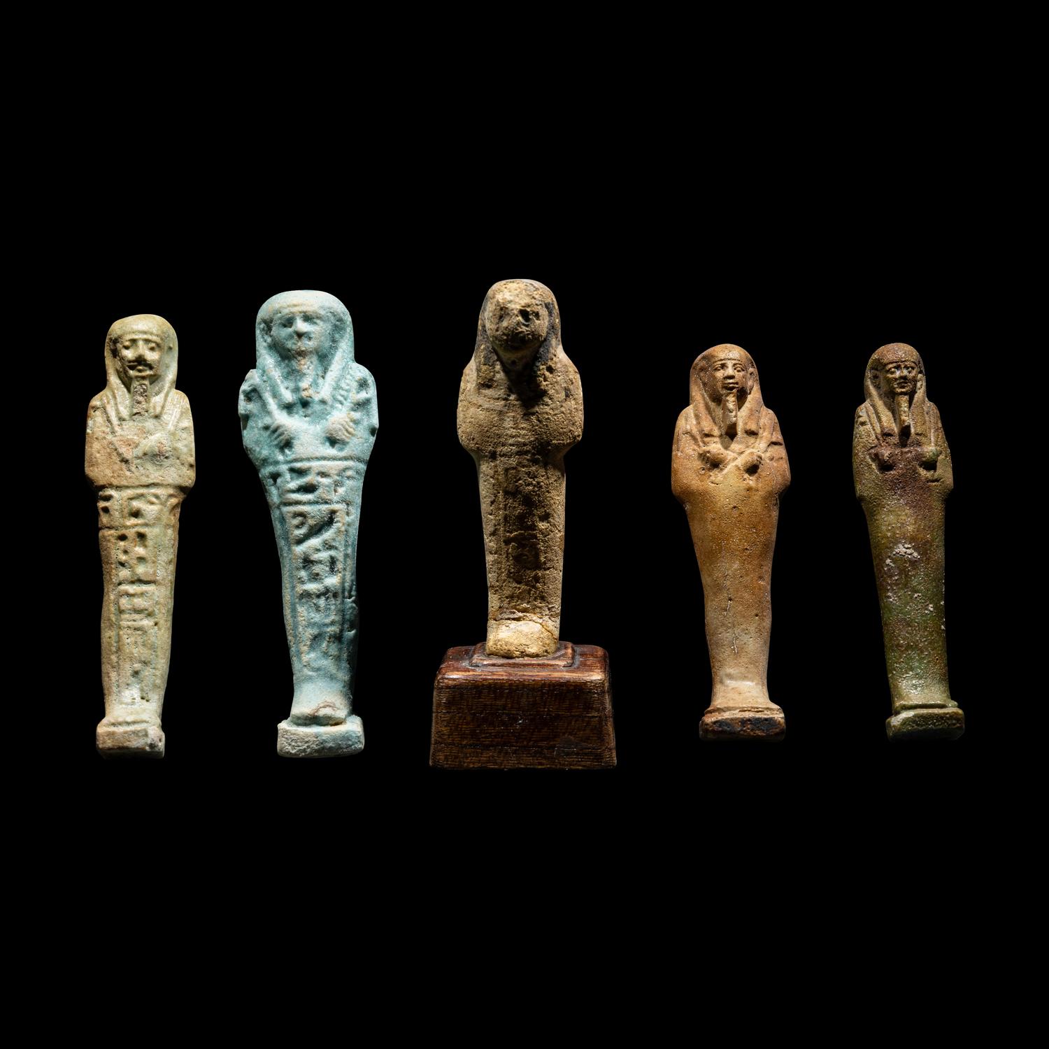 Five Egyptian Faience Ushabtis