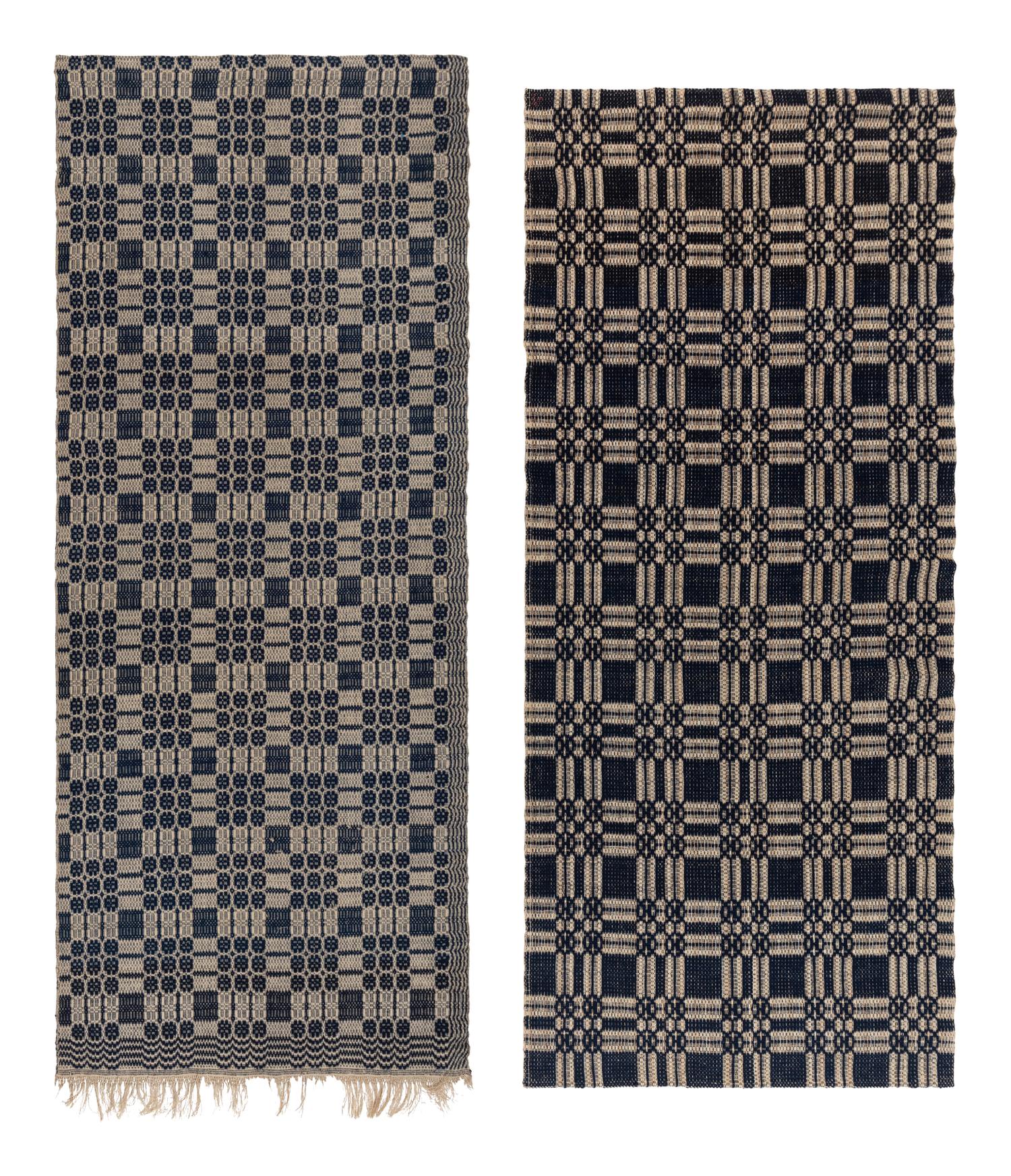 Two Cotton and Linen Jacquard Coverlets