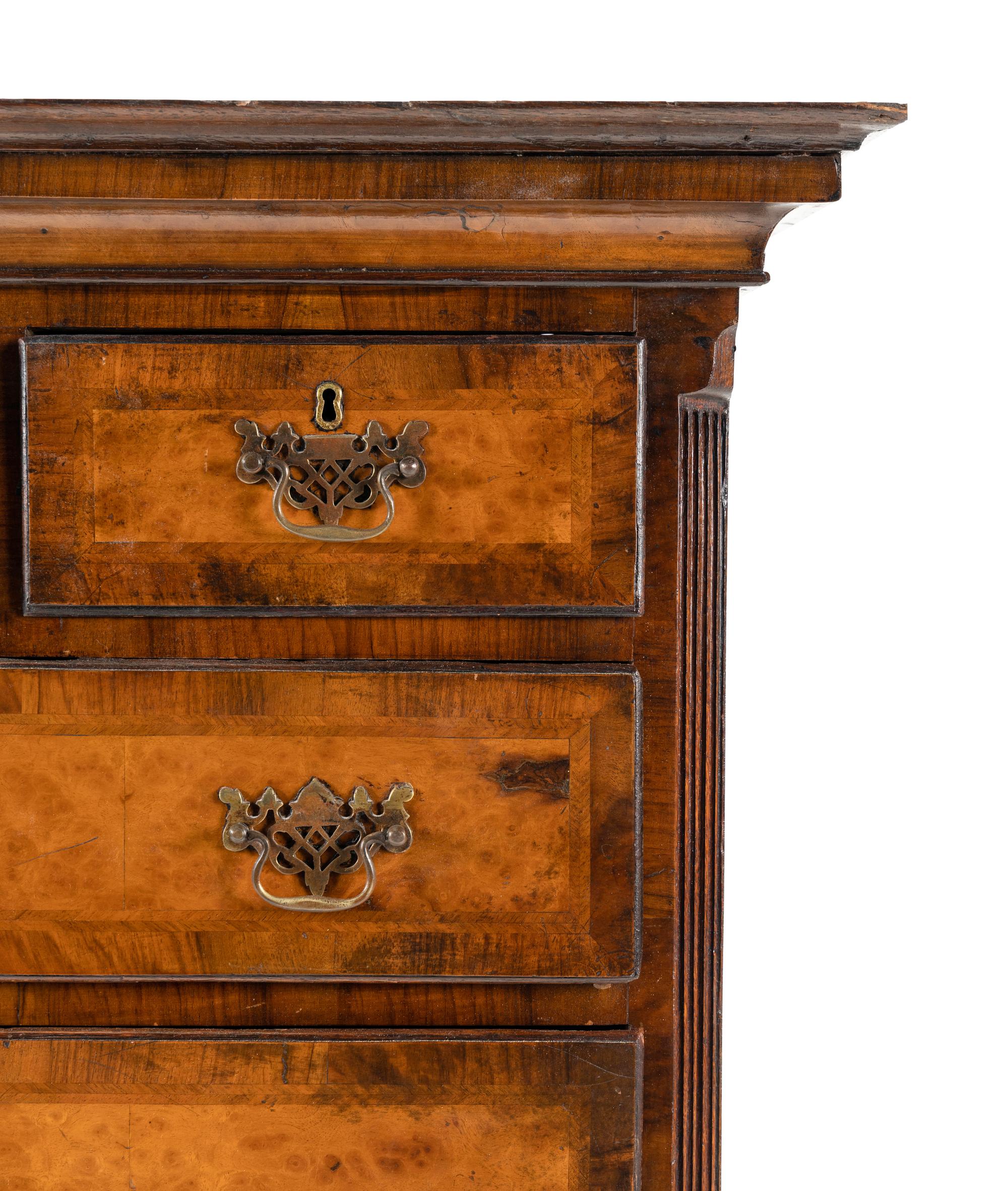 A George III Burl Walnut Chest-on-Chest