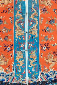 A Chinese Apricot Ground Embroidered Lady's Robe