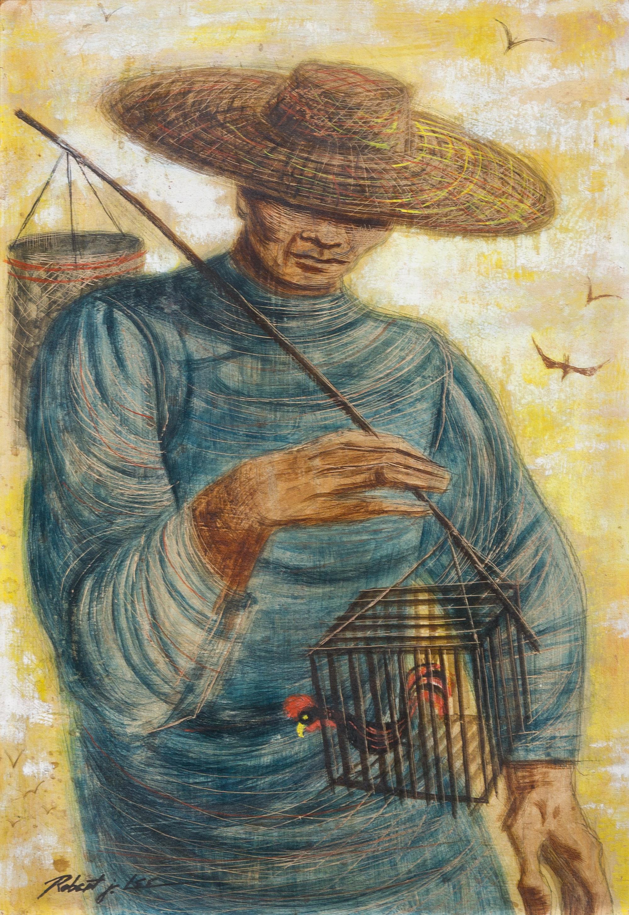 Robert J. Lee, (American, b. 1921), Untitled (Man with Rooster)