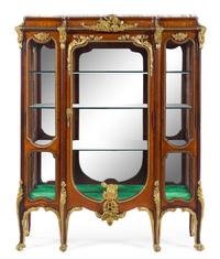A Louis XV Style Gilt Metal Mounted Kingwood Vitrine Height 69 1/2 x width 57 x depth 17 inches. — LATE 19TH CENTURY