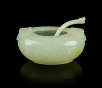 A Chinese Celadon Jade Water Coupe Length 2 7/8 inches.
