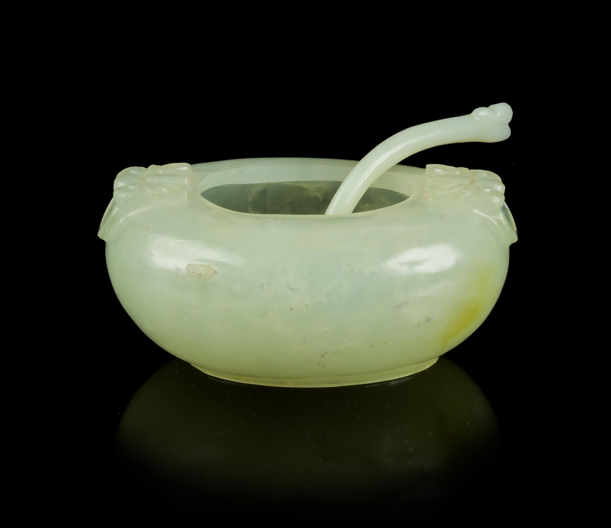 A Chinese Celadon Jade Water Coupe Length 2 7/8 inches.