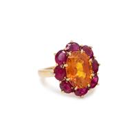 ORANGE SAPPHIRE AND RUBY RING