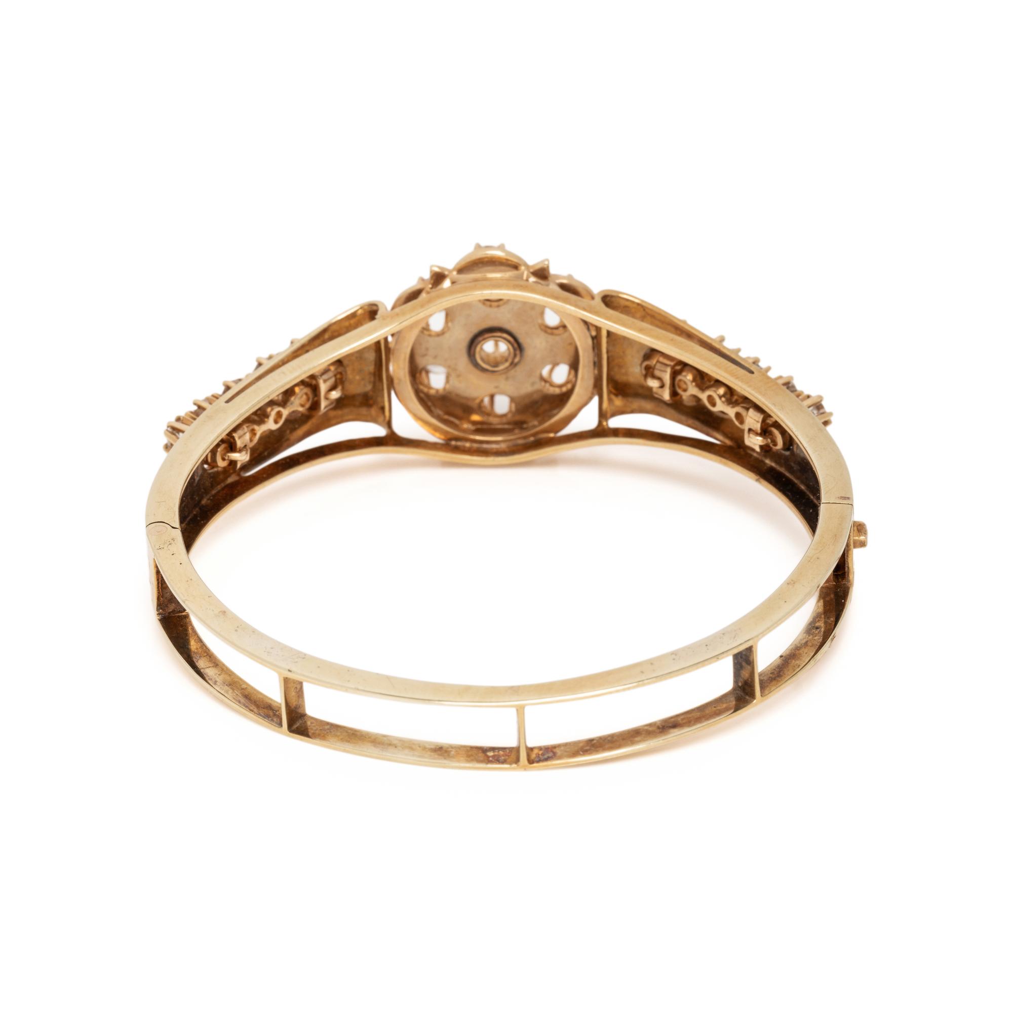 DIAMOND AND ENAMEL BANGLE BRACELET