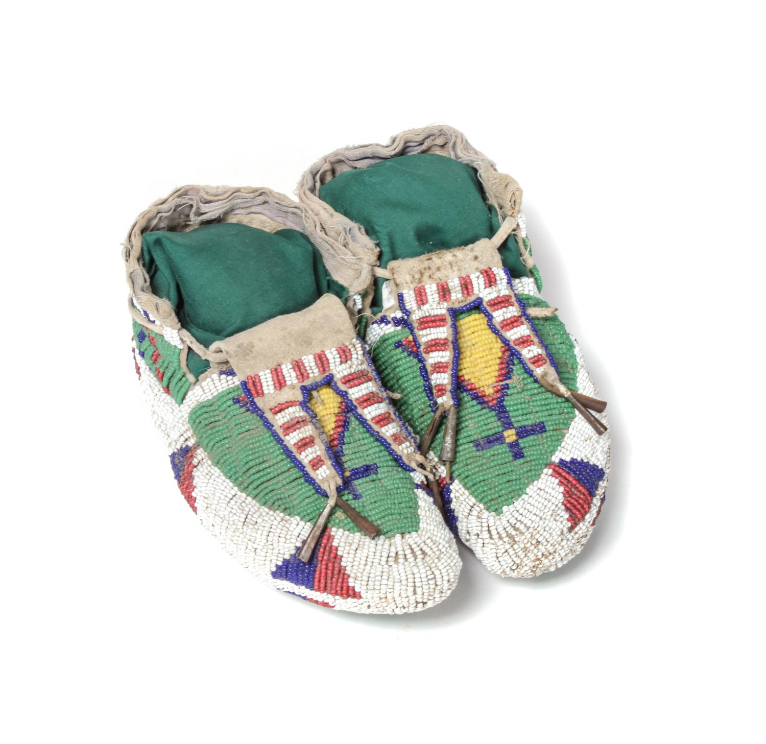 Pair of Child's Fully Beaded Ceremonial Moccasins Length 6 3/4 inches — Late 19th Century