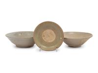 Three Chinese Export Celadon Glazed Stoneware Bowls