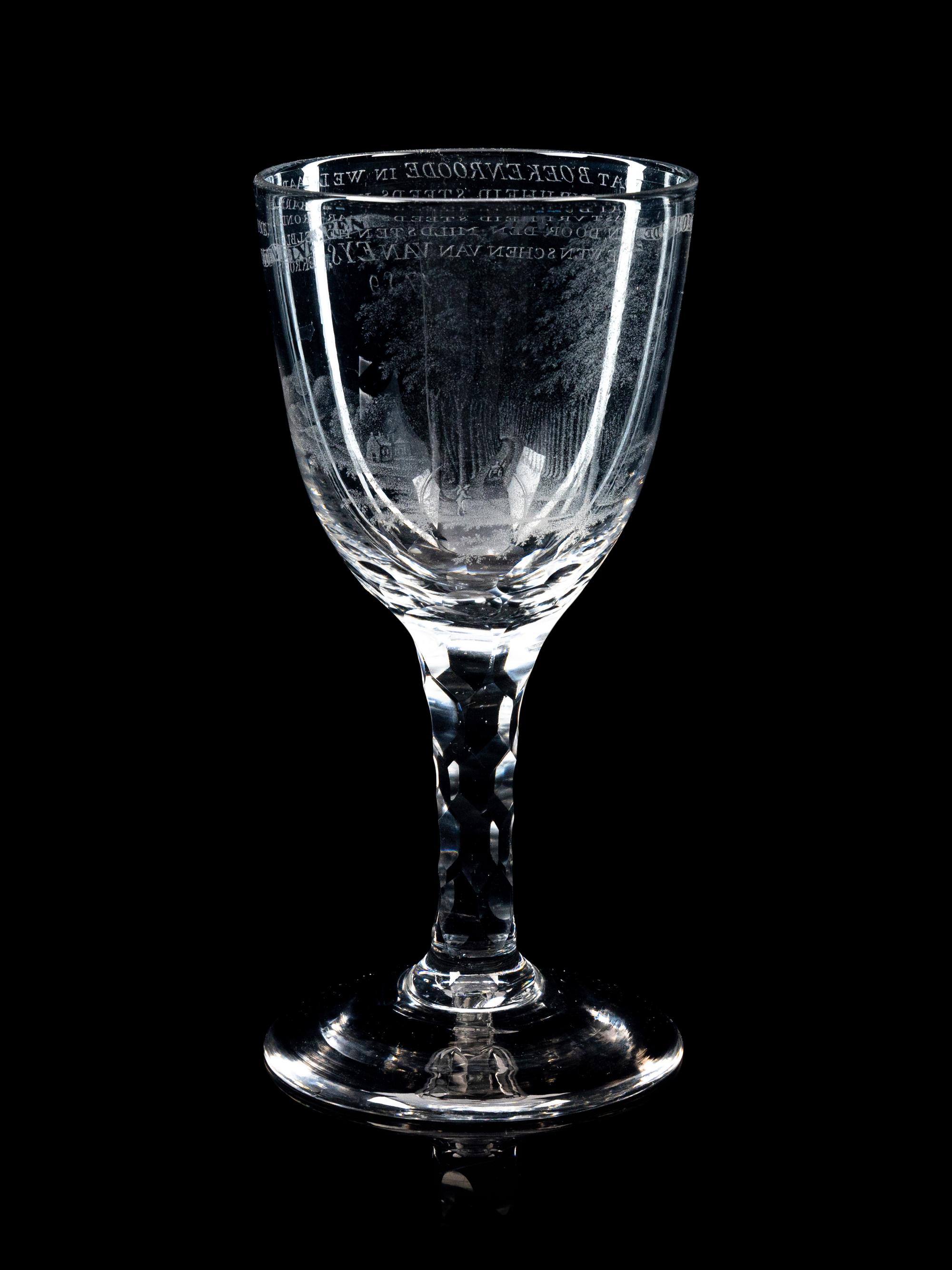A David Wolff-Attributed Stipple Engraved Wine Glass