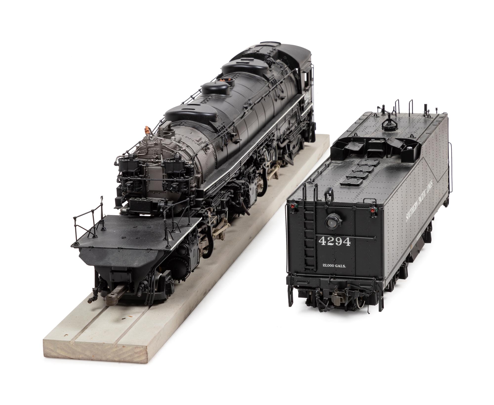 An Accucraft Polychrome 1-Gauge Southern Pacific Lines 2-8-8-4 Locomotive and Tender