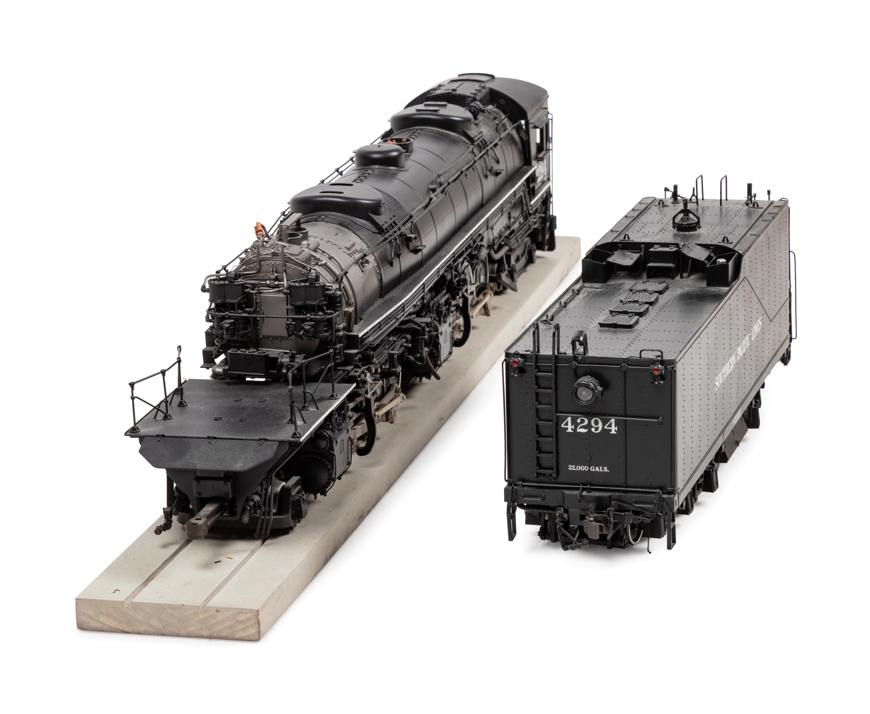 An Accucraft Polychrome 1-Gauge Southern Pacific Lines 2-8-8-4 Locomotive and Tender