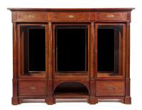 An Empire Style and Gilt Metal Mounted Mahogany Bibliotheque, Height 53 x width 69 x depth 17 inches.