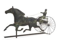 A Molded Copper and Cast Zinc Horse and Sulky