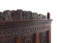 A William and Mary Style Carved Oak and Marquetry Settle