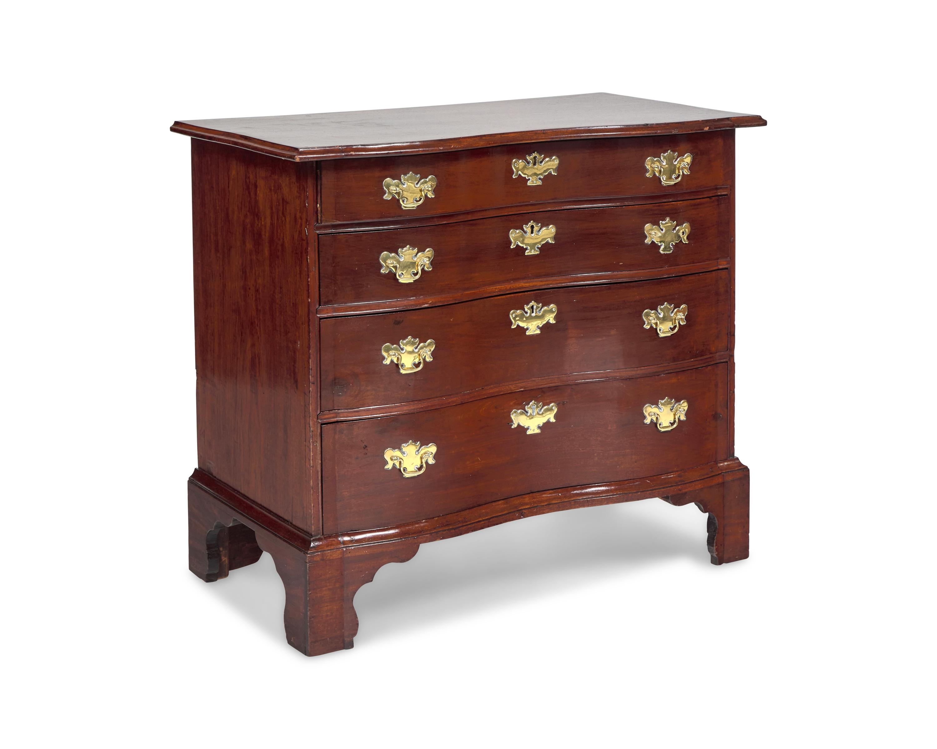 A Fine Chippendale Mahogany Diminutive Reverse-Serpentine Chest of Drawers