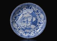 A Chinese blue and white porcelain charger, Qing dynasty, Kangxi period 青花人物大盤 清 康熙