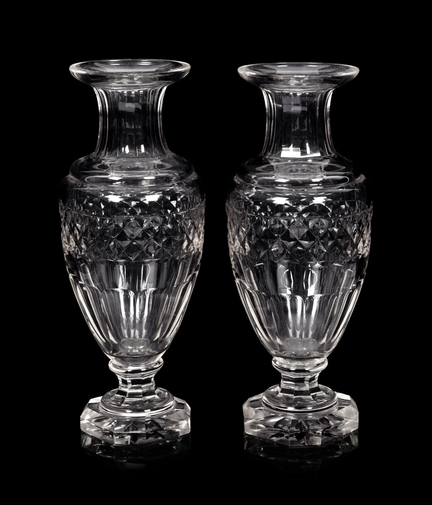 A Pair of English Cut Glass Vases