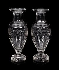 A Pair of English Cut Glass Vases