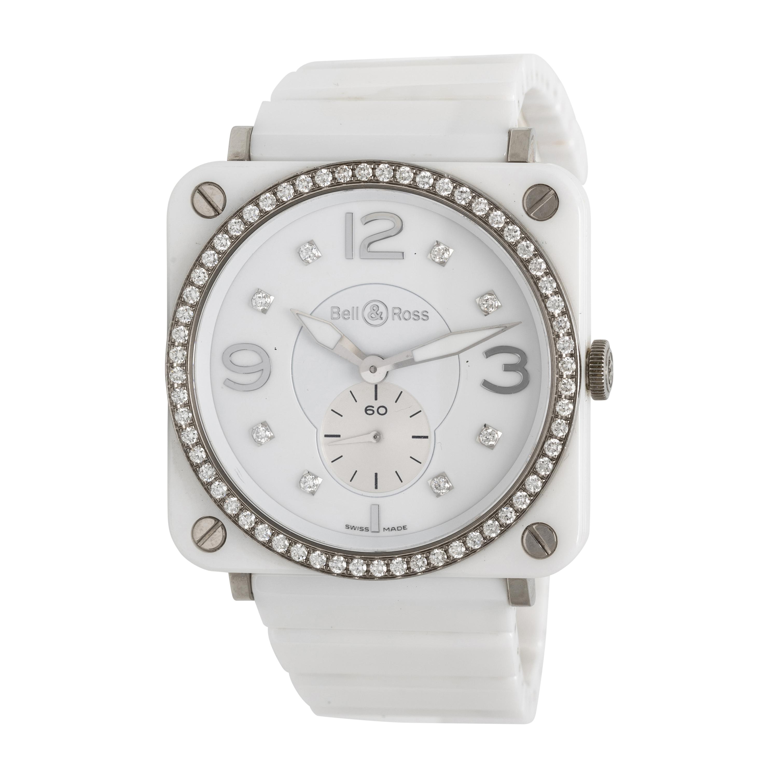 BELL & ROSS, 'BR-S' CERAMIC WATCH WITH DIAMONDS