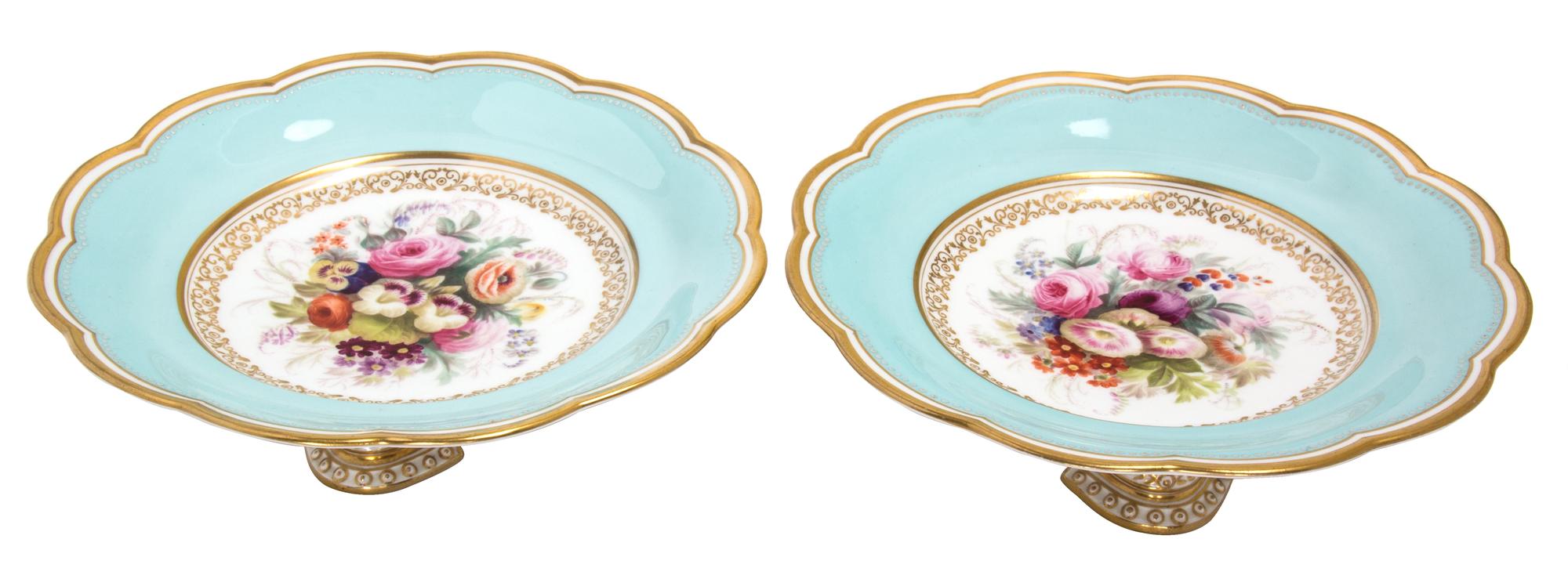 A Pair of Davenport Porcelain Compotes Diameter 9 1/2 inches. — MID 19TH CENTURY