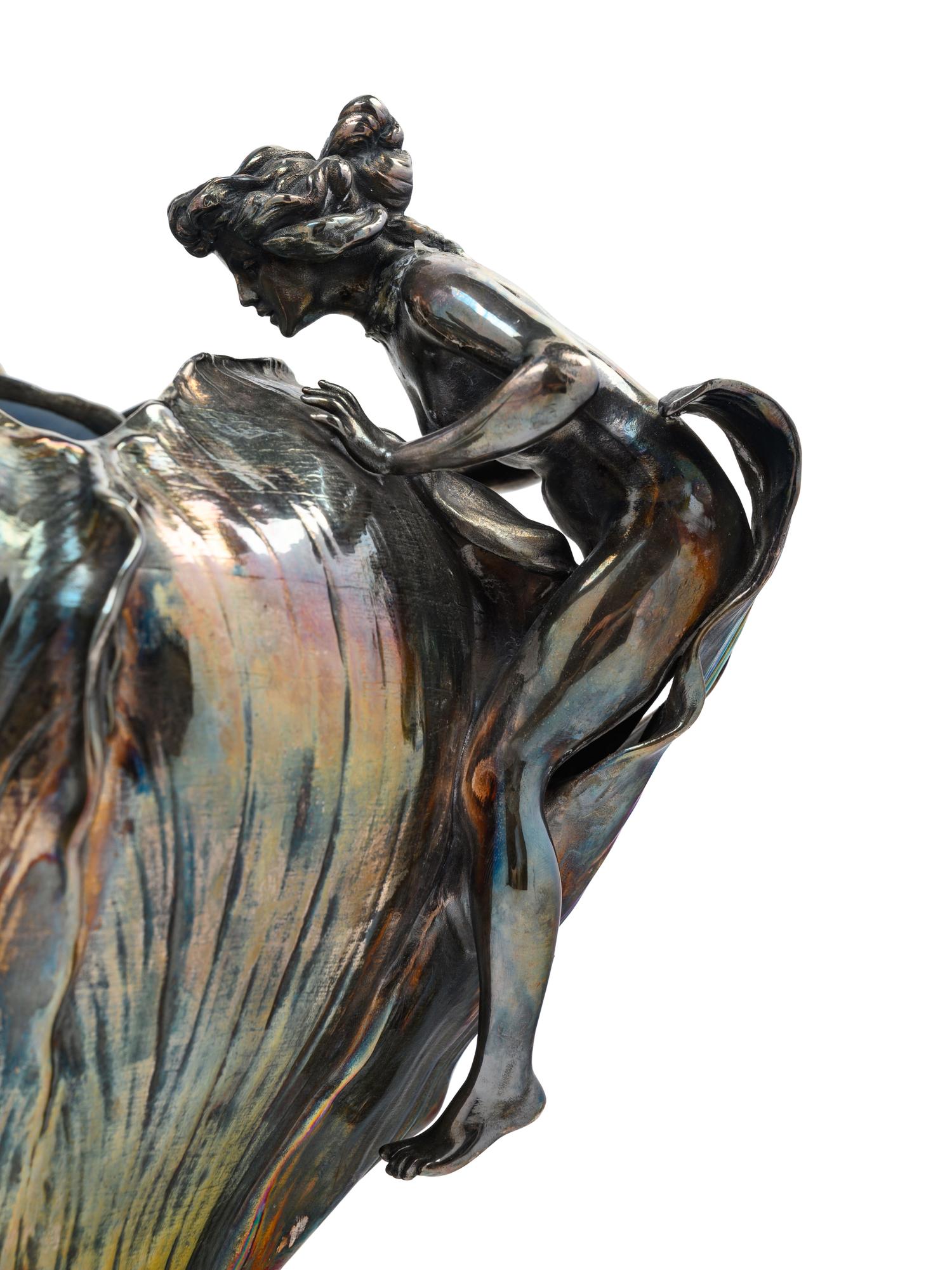 An Art Nouveau Silvered Vase