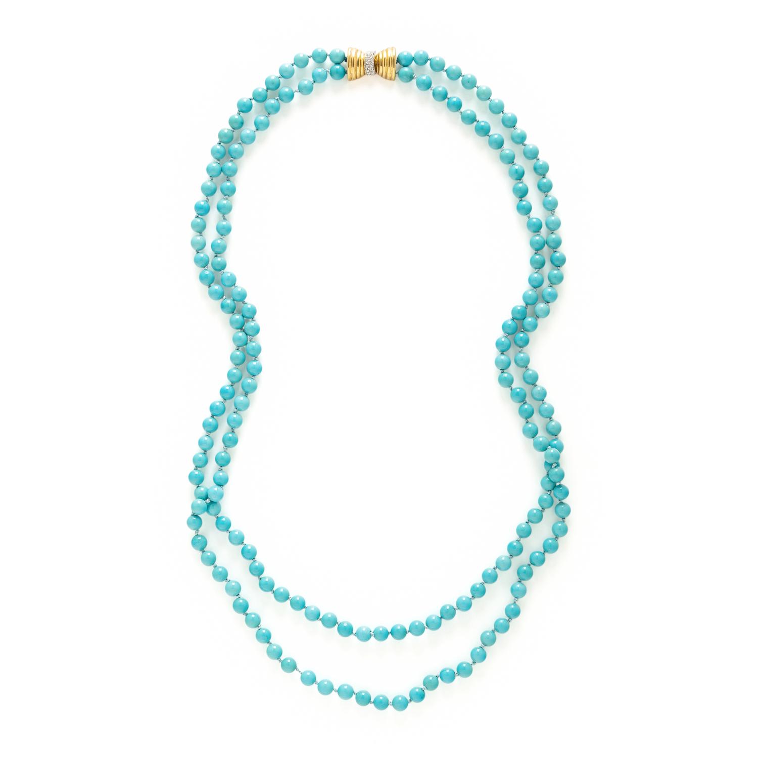 TWO TURQUOISE BEADED NECKLACES