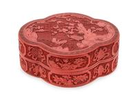 A Chinese Cinnabar Lacquer Box and Cover EARLY 20TH CENTURY Height 5 x width 14 3/8 inches. — EARLY 20TH CENTURY