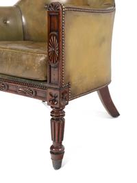 A Late William IV Mahogany Leather-Upholstered Armchair