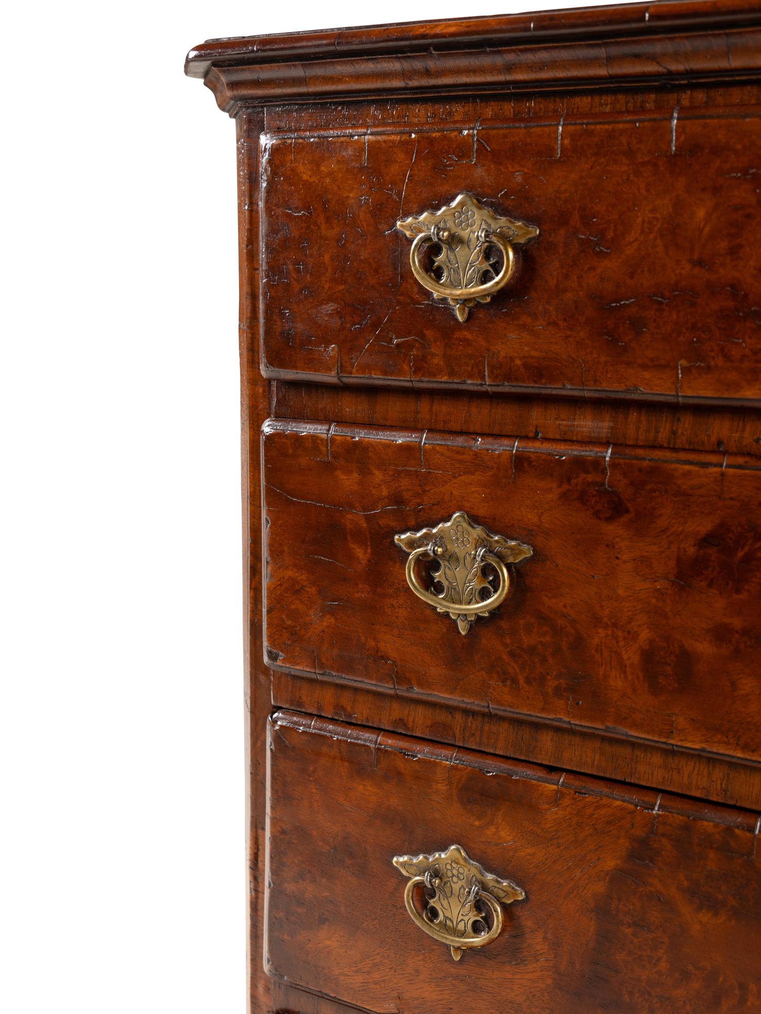 A George II Burl Walnut Chest of Drawers